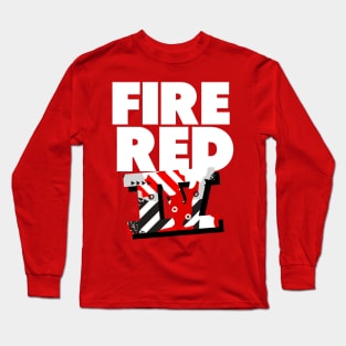Fire Red Four Sneaker Art Long Sleeve T-Shirt
